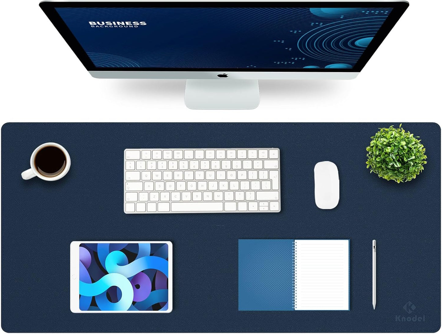 K KNODEL Large Office Leather Desk Mat, Mouse and Keyboard Pad, Computer and Laptop Mat, Desktop Protector and Cover, Writing Pad and Blotter (31.5"x15.7", Black)