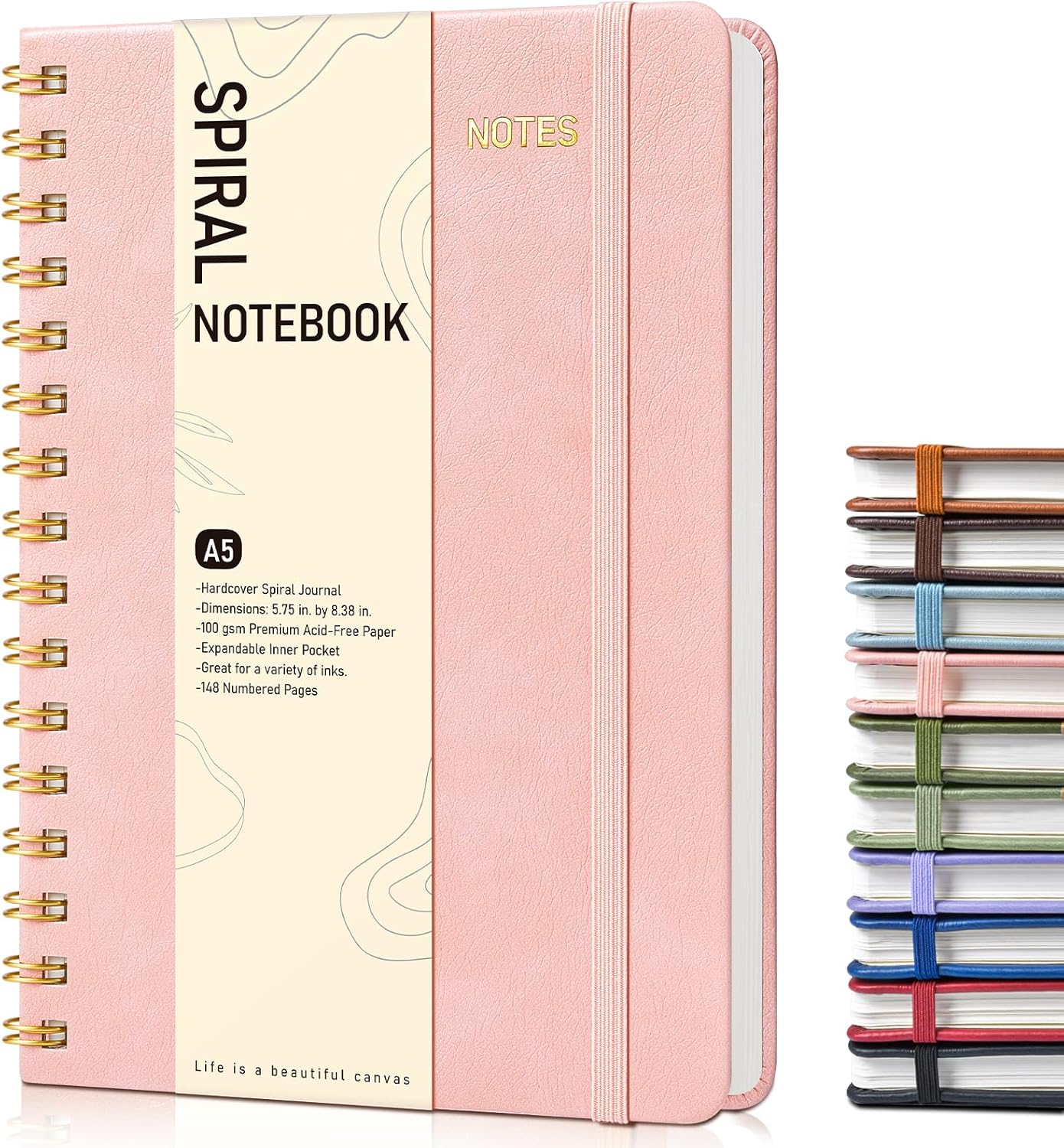 Graph Spiral Journal Notebook, A5 Hardcover Spiral Journals for Women Men, 100 GSM Graph Paper Notebooks, 150 Pages Spiral Bound Grid Notebook for Writing Note Taking Work 5.75" x 8.38" Olive Green