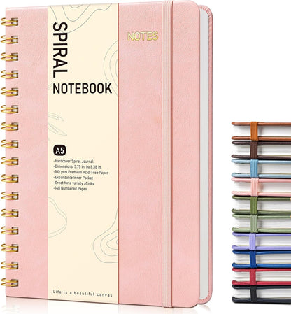 Graph Spiral Journal Notebook, A5 Hardcover Spiral Journals for Women Men, 100 GSM Graph Paper Notebooks, 150 Pages Spiral Bound Grid Notebook for Writing Note Taking Work 5.75" x 8.38" Olive Green