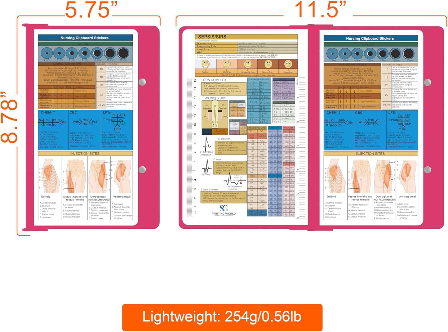 Nursing Clipboard with Nursing and Medical Edition Cheat Sheets Nursing School Essentials - Aluminum Foldable Nurse Clip Boards Essential Accessory for Efficient Patient Care (Mint)