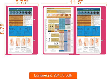 Nursing Clipboard with Nursing and Medical Edition Cheat Sheets Nursing School Essentials - Aluminum Foldable Nurse Clip Boards Essential Accessory for Efficient Patient Care (Mint)