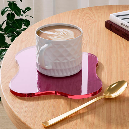Acrylic Coaster Decorative Plates, Irregular Bar Drink Coaster, Clear Cloud Shape Coffee Cup Coaster, Perfect for Tabletop Protection and Accessories Display.(Gold)