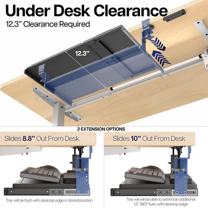 VIVO Large Height Adjustable Under Desk Keyboard Tray, C-clamp Mount System, 27 (33 Including Clamps) x 11 inch Slide-Out Platform for Typing, White, MOUNT-KB05HW