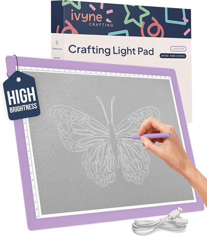 iVyne Rechargeable A4 Light Pad for Tracing & Weeding - LED Light Board for Weeding Vinyl - for Cricut Vinyl Weeding Tools - Ultra-Thin & Portable - Perfect for Artists & Crafters - Pink