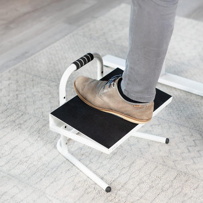 VIVO Ergonomic Height Adjustable Foot Rest Relief Platform, Elevated Stool for Comfortable Sit to Stand Workstation, Non-Slip Surface, Portable, Home Office Classroom Use, Black, STAND-FT01