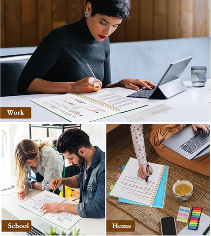 Dotted Notebook, Spiral Notebook Journal 8.5” x 11”, A4 Large Dot Grid Notebooks for Women Men, 100 GSM Dotted Paper, Plastic Hardcover Spiral Bullet Journals for Work School Sketching, Green