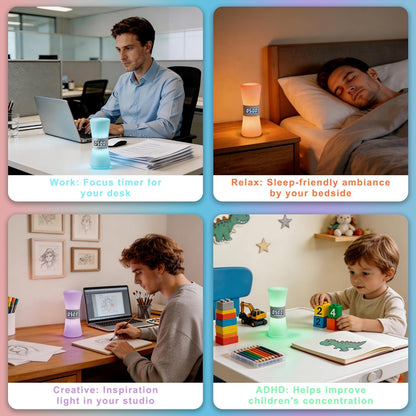 LED Visual Timer & Digital Hourglass, Rechargeable ADHD Timer for Kids and Adults, 1-99 Mins Adjustable Countdown Timer with Flowing Light, Portable Electronic Sand Timer for Classroom, Home
