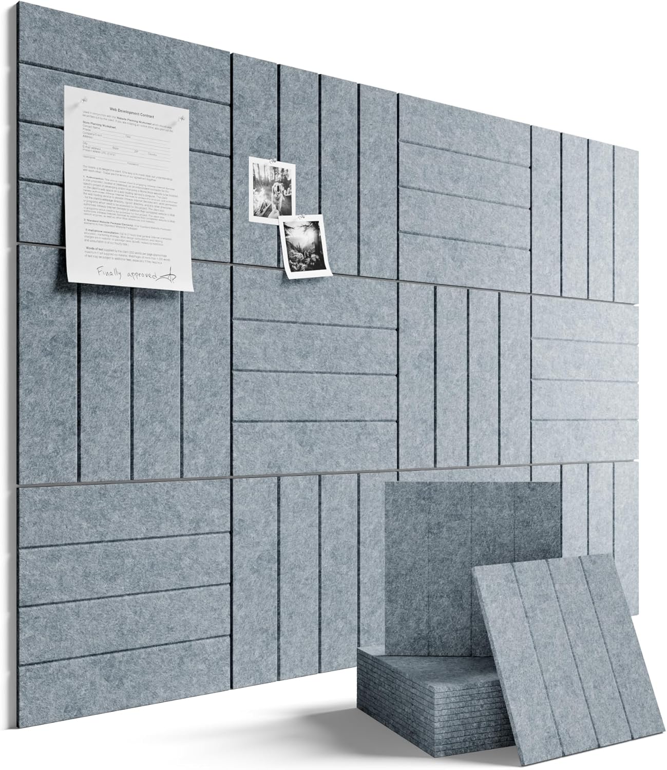 Fluxynara Large Felt Bulletin Board 48" x 36" Cork Board Alternative-12 Pack with 70 Safe Removable Adhesive Tabs, Cork Boards for Walls Cork Board for Home Office Classroom Pin Board (Oatmeal)