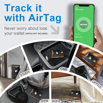 miyozi Airtag Wallet for Men,with Money Clip 11 Cards Slim Front Pocket Leather RFID Blocking Wallet with Gift Box