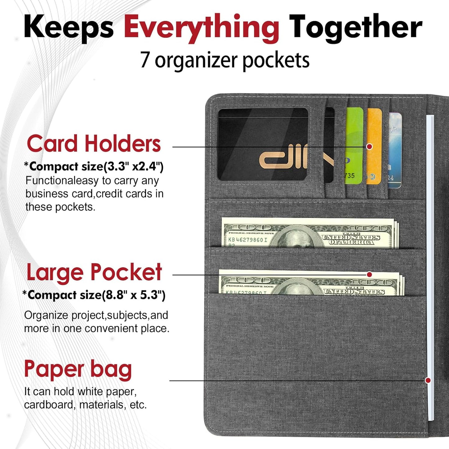 Journal Cover for Rocketbook Flip | 6"x9" Steno Pad Holder & Top Spiral Notebook Cover | Waterproof Folio with Pen Loop & File Pocket for A5, Executive Size Notebooks (Black)