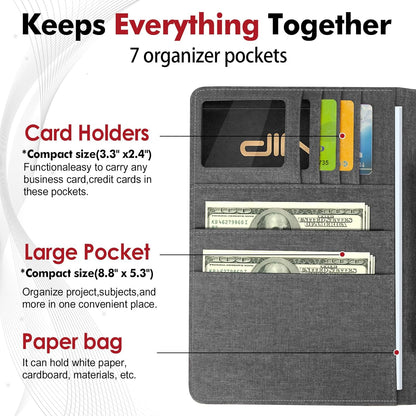 Journal Cover for Rocketbook Flip | 6"x9" Steno Pad Holder & Top Spiral Notebook Cover | Waterproof Folio with Pen Loop & File Pocket for A5, Executive Size Notebooks (Black)