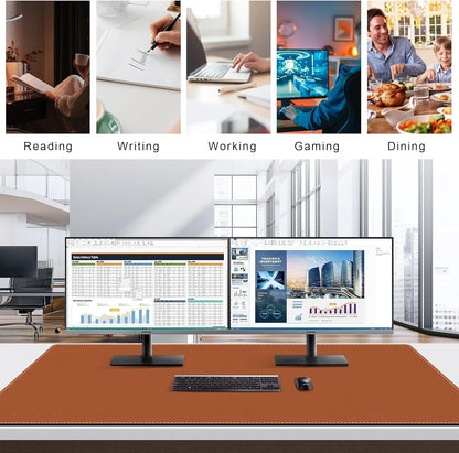Mydours 40" x 20" Extra Large Desk Mat, PU Leather & Cork Desk Pad, Large XXL Desk Mouse Pad for Workstation, Office, Home, Computer Desk Mat with Keyboard & Mouse (Black)