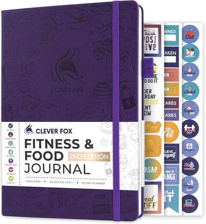 Clever Fox Fitness & Food Journal – Nutrition & Workout Planner for Women & Men – Diet & Gym Exercise Log Book with Calendars, Diet & Training Trackers - Undated, A5 Size, Hardcover (Forest Green)