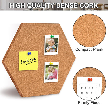 6 Pack Corkboard Strips for Walls, Self Adhesive Thick Cork Board Strips, Peel and Stick Cork Board with 50 Push Pins for Paste Notes, Photos, Schedules