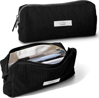 Pencil Bag Pen Case, Soft Corduroy Small Pencil Pouch Organizer with Zipper, Cute Pencil Case Pouch Stationery for Girls and Boys – Apricot