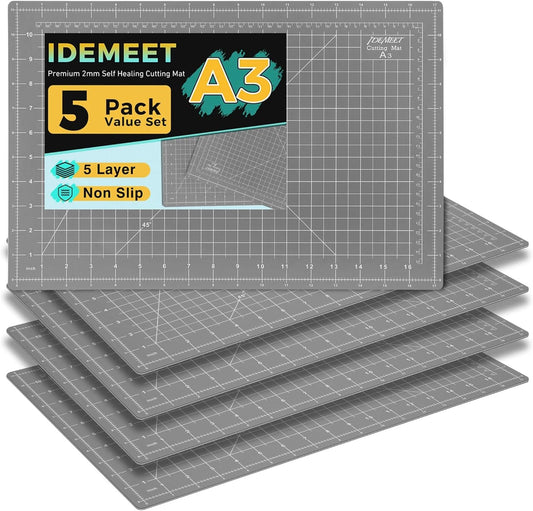 Premium Self Healing Cutting Mat 18'' x 12'', A3 Non-slip Sewing Mat for Quilting, 5-Ply Rotary Cutting Board Double-Sided for Crafts Cutting Fabric Scrapbooking Modeling Projects, Anthracite Gray