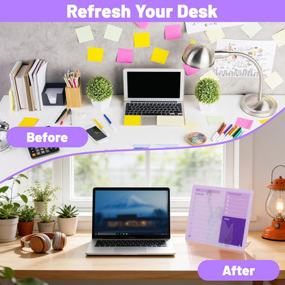 LeMotech Desktop Acrylic Dry Erase Board, 12x10 inches to-Do List Planner, Tabletop Whiteboard with Stand Office Supplies Includes 2 Markers & 1 Eraser, Pink Rose Pattern, 1 Pack