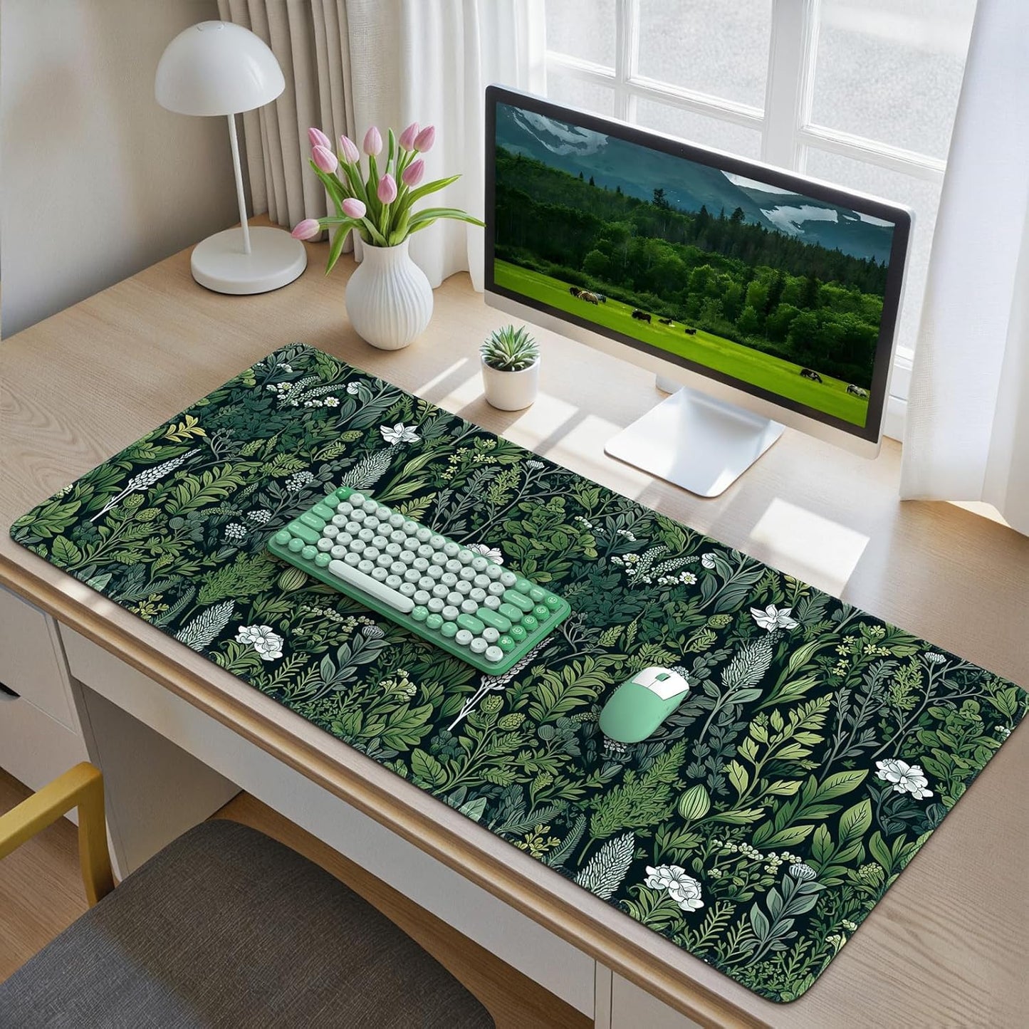 iCasso Desk Cover Mat, Office Mouse Pad, Desk Protector Mat, Extra Large Matt for Desktop,Anti-Slip XXL Big Mousepad with Stitched Edges for Computer Keyboard Retro Black - Colors B