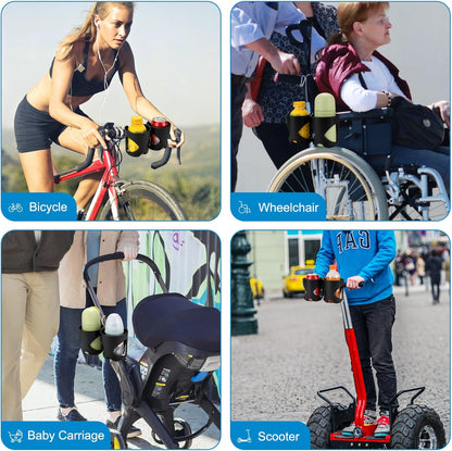 Accmor Stroller Cup Holder, Universal Cup Holder for Stroller Walker Bike, 360° Rotatable Large Caliber Designed Bottle Holder for Stroller, Bike, Wheelchair, Scooter