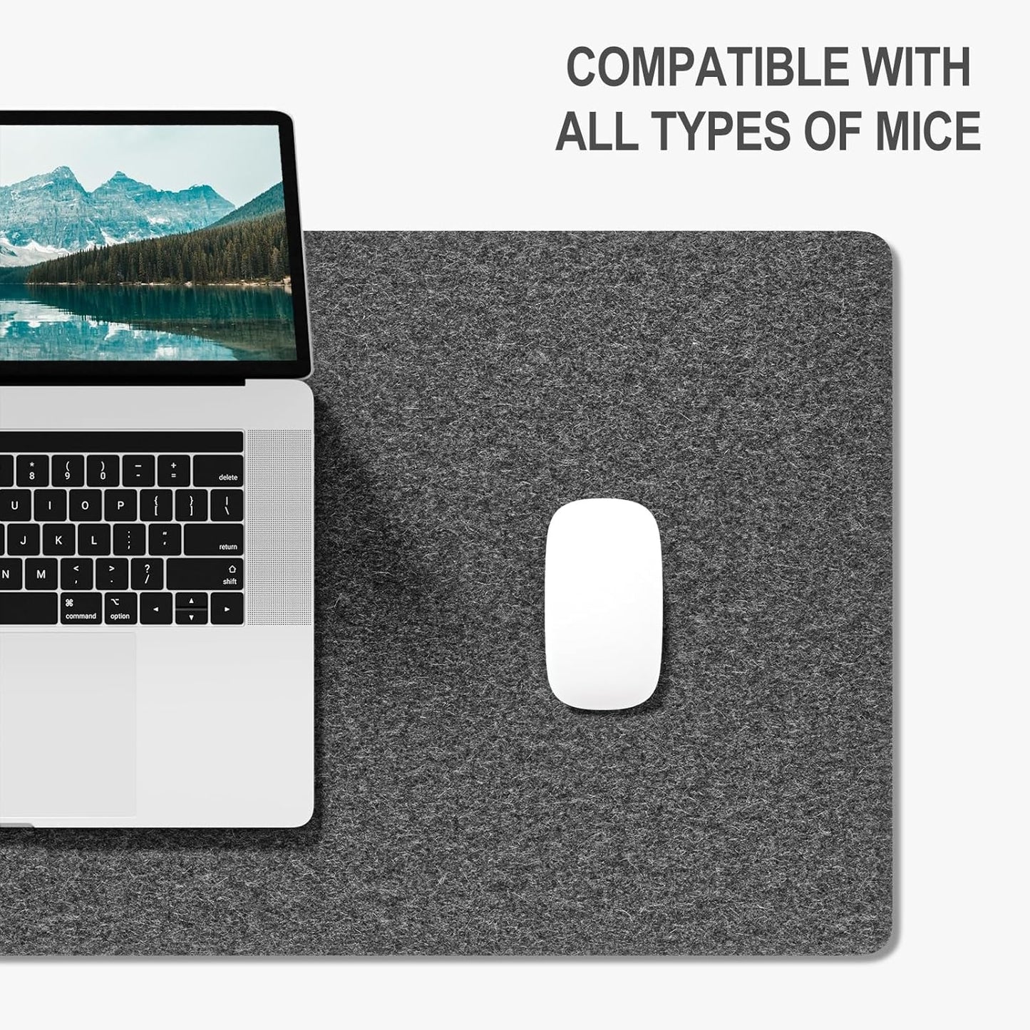 Auhoahsil Felt Desk Mat, Minimalist Large Mouse Pad XXL 35.5 x 15.7 in, Desk Matt for Desktop, Keyboard, Laptop, Computer, Office, Work from Home, Gaming, White