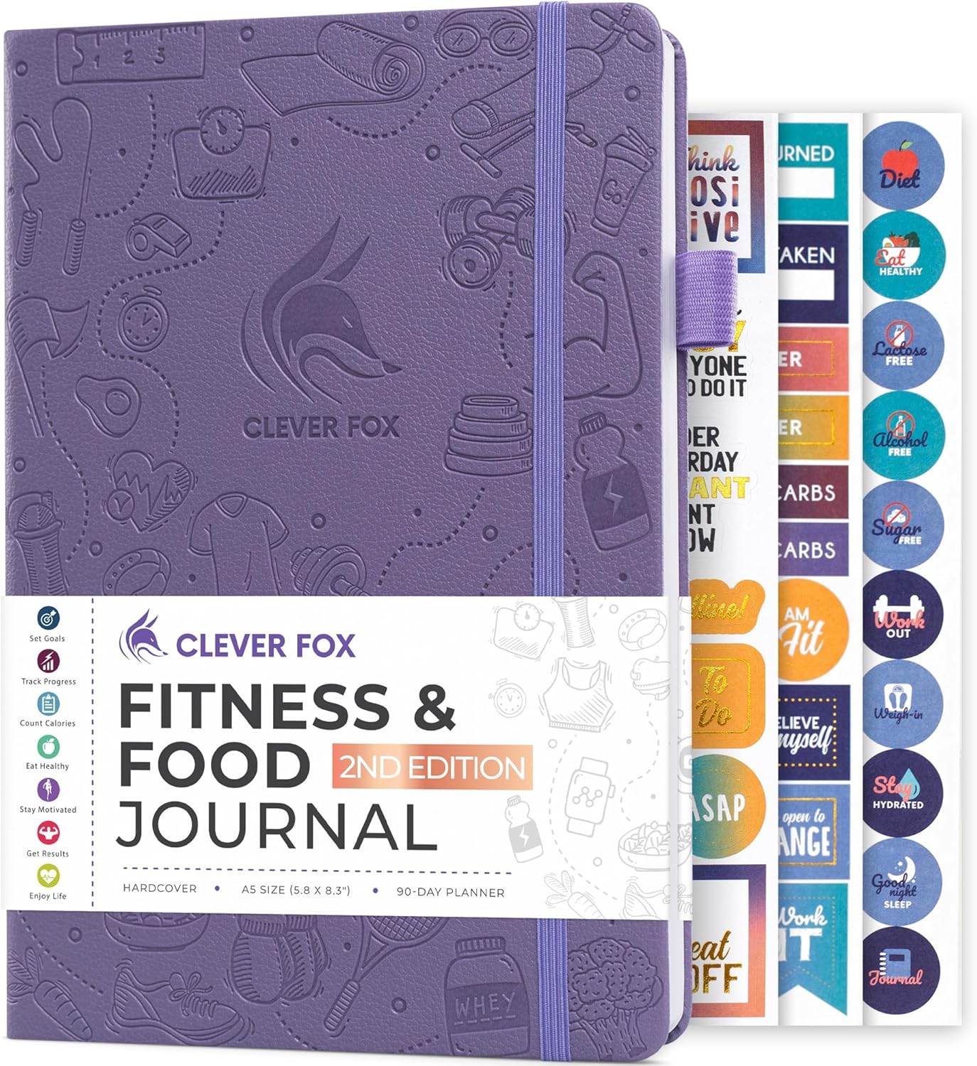 Clever Fox Fitness & Food Journal – Nutrition & Workout Planner for Women & Men – Diet & Gym Exercise Log Book with Calendars, Diet & Training Trackers - Undated, A5 Size, Hardcover (Forest Green)