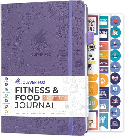 Clever Fox Fitness & Food Journal – Nutrition & Workout Planner for Women & Men – Diet & Gym Exercise Log Book with Calendars, Diet & Training Trackers - Undated, A5 Size, Hardcover (Forest Green)