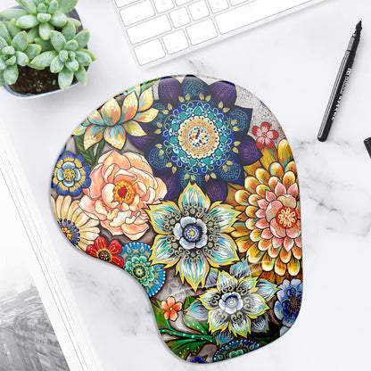 ITNRSIIET Ergonomic Mouse Pad with Gel Wrist Support Wrist Rest Smooth Surface Non-Slip PU Base Comfortable Office Supplies Pain Relief, 9.5 x 8 inches, Beach