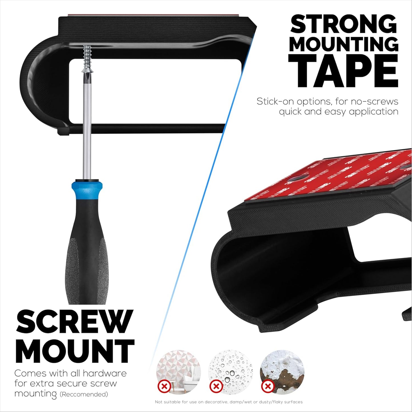 Under Desk Headphone Hanger Stand for Steelseries Arctis Nova Pro Wireless Headsets with Dock for the Wireless Base Station by Brainwavz (HPS02)
