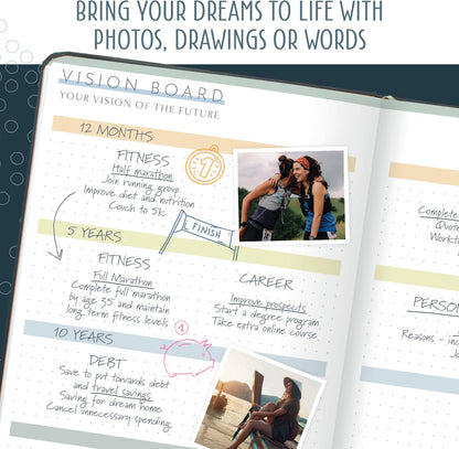Boxclever Press Goal Planner – Luxury Undated Weekly Planner to Increase Productivity & Achieve your Goals. Weekly, Monthly, Quarterly Undated Planner with Vision Boards & Habit Trackers. 8.5 x 5.5ins