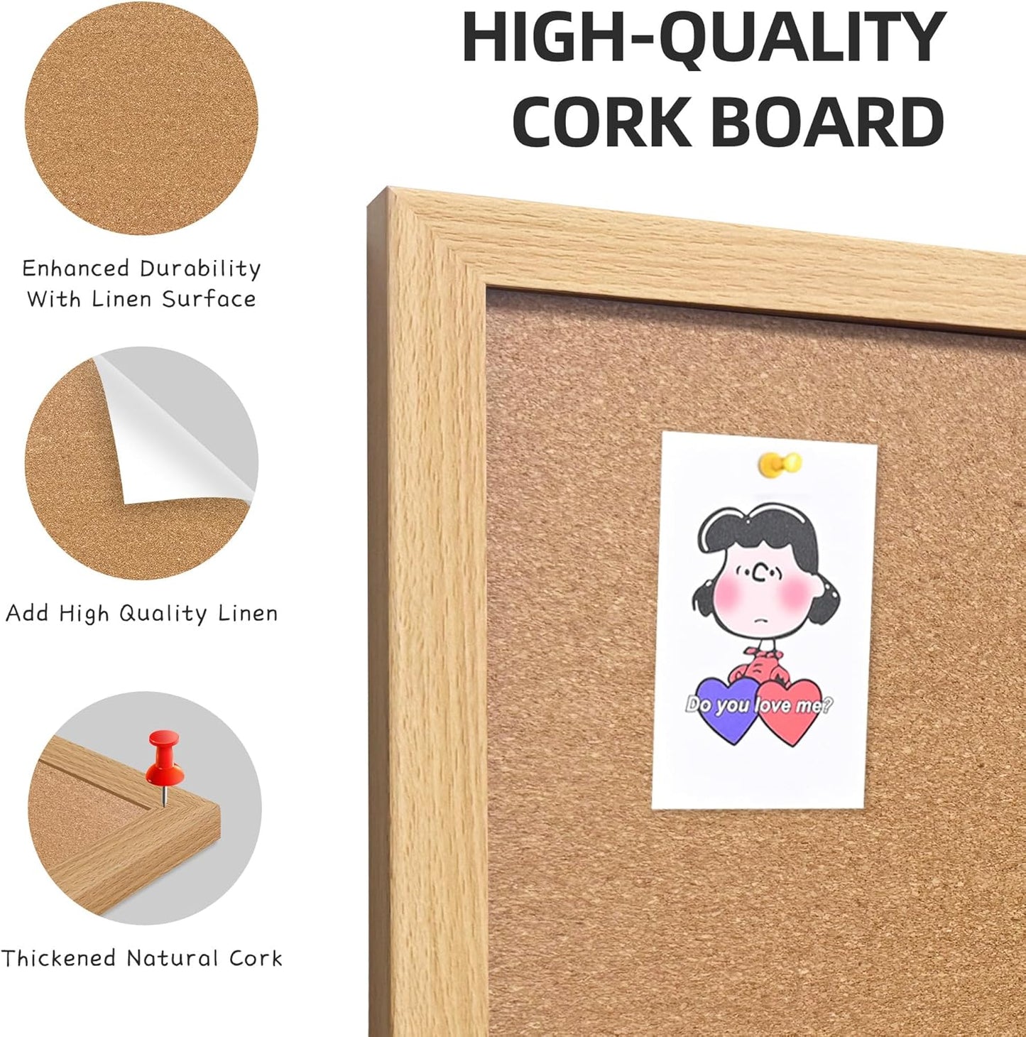 Cork Bulletin Board, 11x14 Inches Hanging Cork Board Wooden Framed with Pins for Wall, Dorm Room, Office, Home Decor – Natural Cork & Black Frame