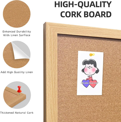 Cork Bulletin Board, 11x14 Inches Hanging Cork Board Wooden Framed with Pins for Wall, Dorm Room, Office, Home Decor – Natural Cork & Black Frame