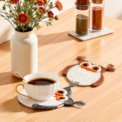 Flower Crochet Coasters, Handmade Bouquet Blanket Coaster with Crochet Plant Pot Fun Soft Decorative Drink Coasters for Coffee Tabletop Protection and Home Decor (Pink, 1Pc)
