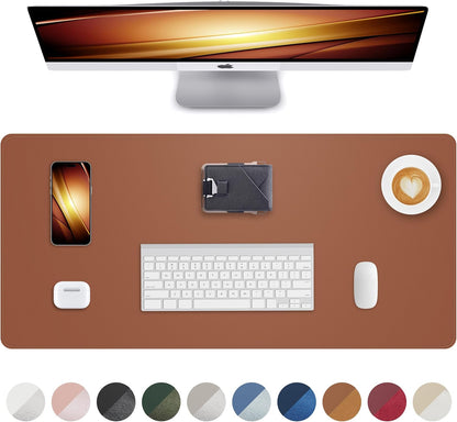AFIING Desk Pad Protector 23.6" x 13.7" - Non-Slip Waterproof PU Leather Desk Mat for Mouse, Keyboard, Laptop, Office and Home Workspace (Beige)