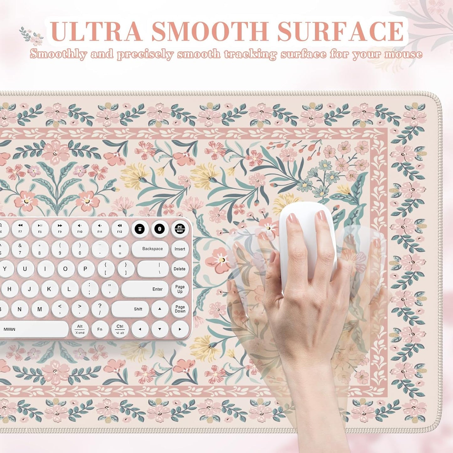iCasso Desk Mat for Keyboard and Mouse, Large Mouse Pad, Desk Pad Mat, Anti-Slip Big Mousepad with Stitched Edges for Computer Desktop(Deep Green)