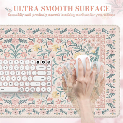 iCasso Desk Mat for Keyboard and Mouse, Large Mouse Pad, Desk Pad Mat, Anti-Slip Big Mousepad with Stitched Edges for Computer Desktop(Deep Green)