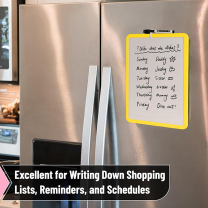 Mr. Pen- Dry Erase Board, 14” x 11” with a Black Dry Erase Marker, White Frame, Small Mini White Board for Students, Fridge, Wall, Locker, Includes Double Sided Tapes