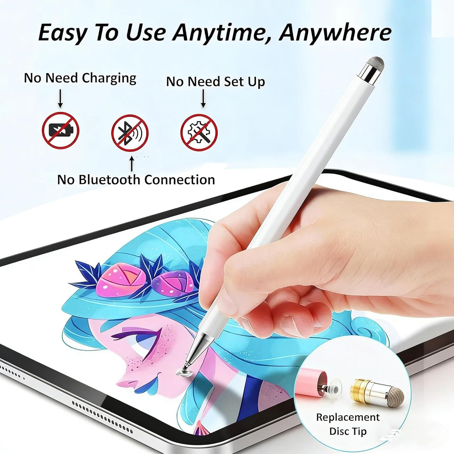 2Pcs Stylus and Mount for Skylight Calendars 15/27 Inch/Nintendo Switch 2/Switch Lite, 2in1 Dual Tip Pen for Skylight Calendar Accessories Magnetic Suction Pen Cap (2*Stylus+Holder White)