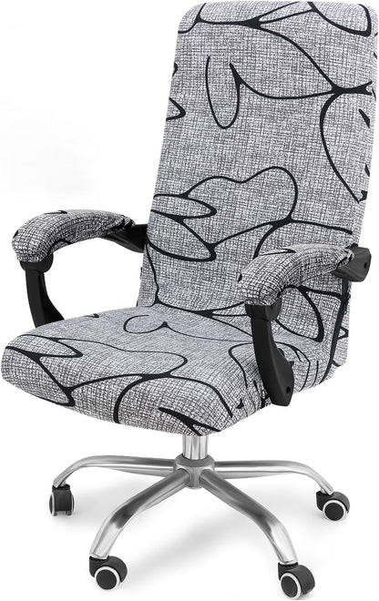 Smiry Stretch Printed Office Chair Armrest Covers, 2 Pcs Soft Fit Removable Washable Computer Desk Chair Arm Covers Protector, Black