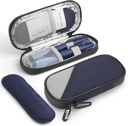 Gelozid Insulin Pen Cooler Travel Case Diabetic Medication Insulated Cool Organizer with 2 Reusable Ice Packs for Insulin Pen and Other Diabetic Supplies, for the Daily Life and Trip(Black)