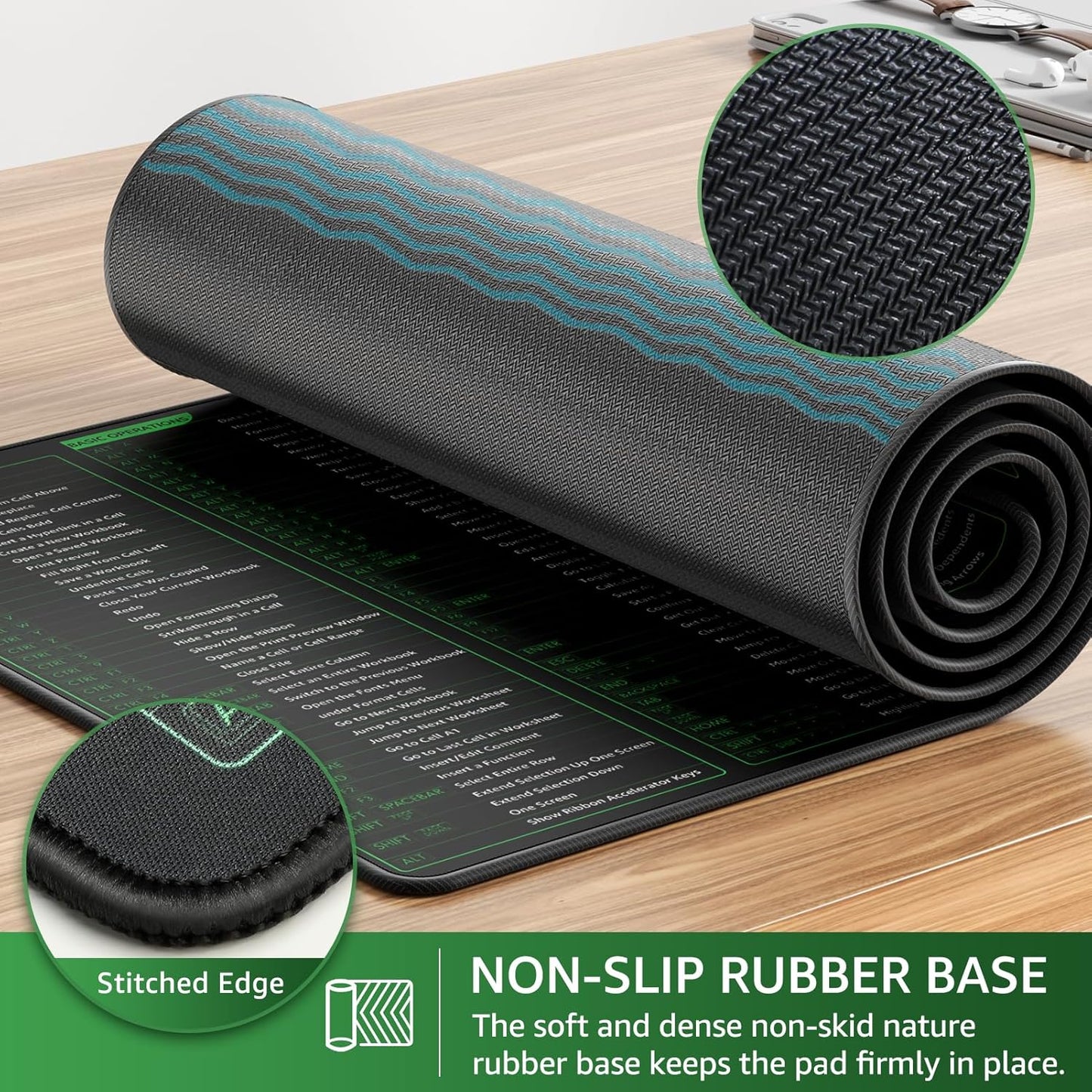 KTRIO Large Gaming Mouse Pad Desk Mat, Superior Micro-Weave Cloth for Precise Mouse Control, Non-Slip Rubber Base, Stitched Edges, Water-Resistant, for Gamer, Office & Home, 31.5" x 11.8" inches