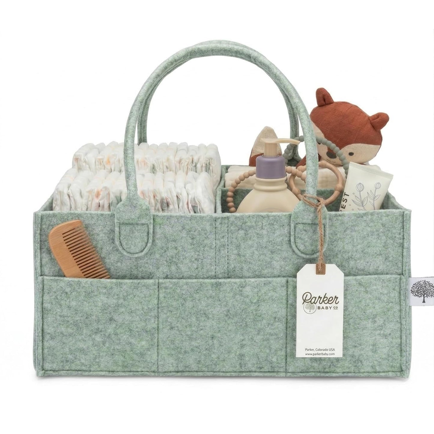 Parker Baby Diaper Caddy - Nursery Storage Bin and Car Organizer for Diapers and Baby Wipes - Oatmeal, Regular