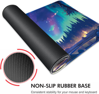 Galdas Mouse Pad For Gaming,Forest Background Pattern XXL XL Large Mouse Mat Long Extended MousePad Desk Mat Non-Slip Rubber Mice Pads Stitched Edges Thin (31.5 x 11.8 x 0.12 Inches) Tree