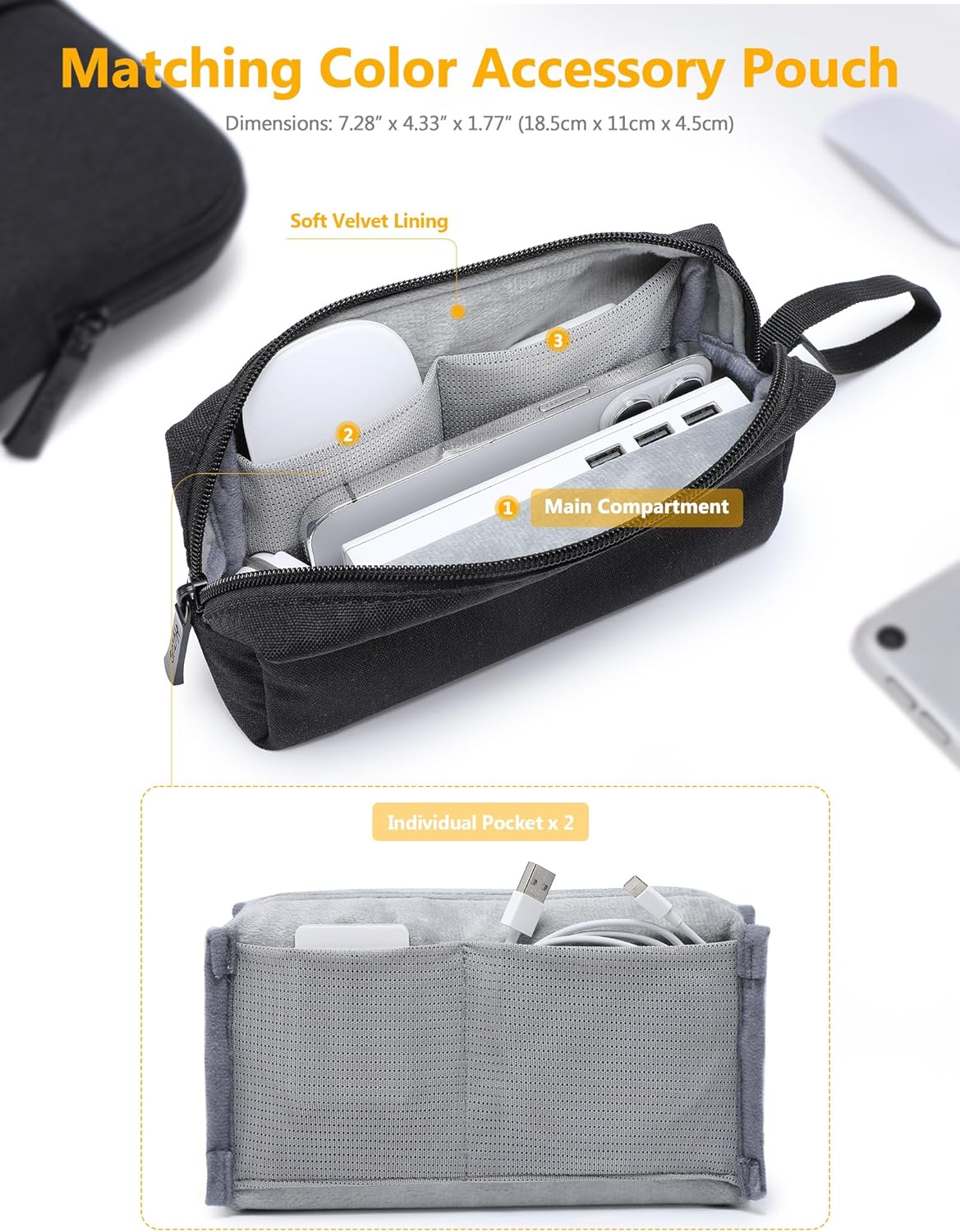 HYZUO 17-17.3 Inch Laptop Sleeve Bag Set for 17" 17.3" HP/Lenovo/Dell/ASUS/Acer/LG/Toshiba/MSI Gaming Laptop/Razer Blade 17/18, Notebook Protective Case for Men Women, Black