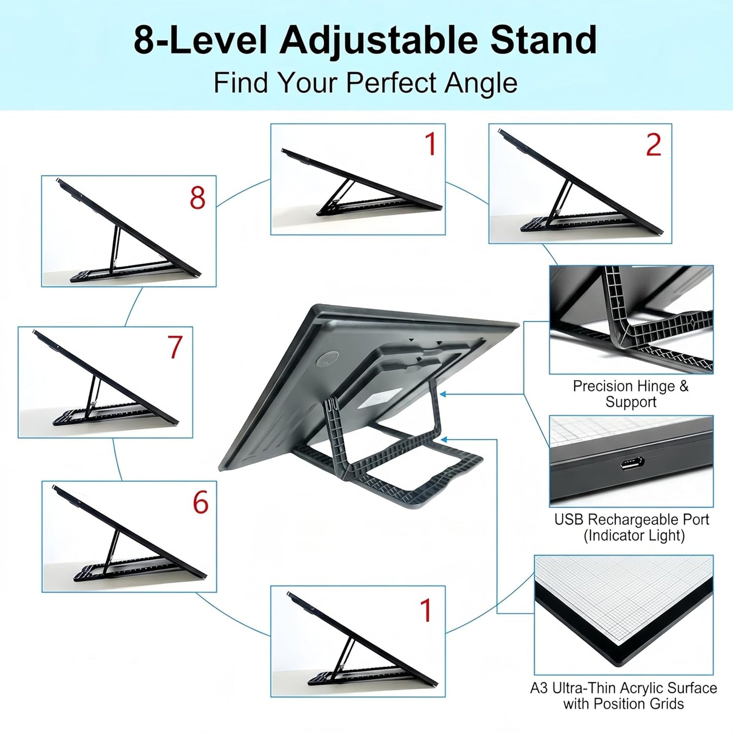 A2 Extra Large Tracing LED Light Pad for Diamond Art, Sketching, Painting - Adjustable Brightness, Sketching, Tracing - USB Powered DIY Diamond Art Light Box - No mesh No dot