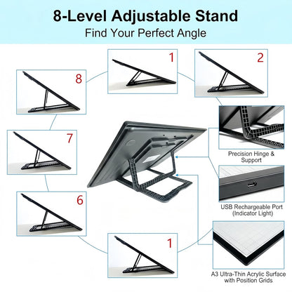 A2 Extra Large Tracing LED Light Pad for Diamond Art, Sketching, Painting - Adjustable Brightness, Sketching, Tracing - USB Powered DIY Diamond Art Light Box - No mesh No dot