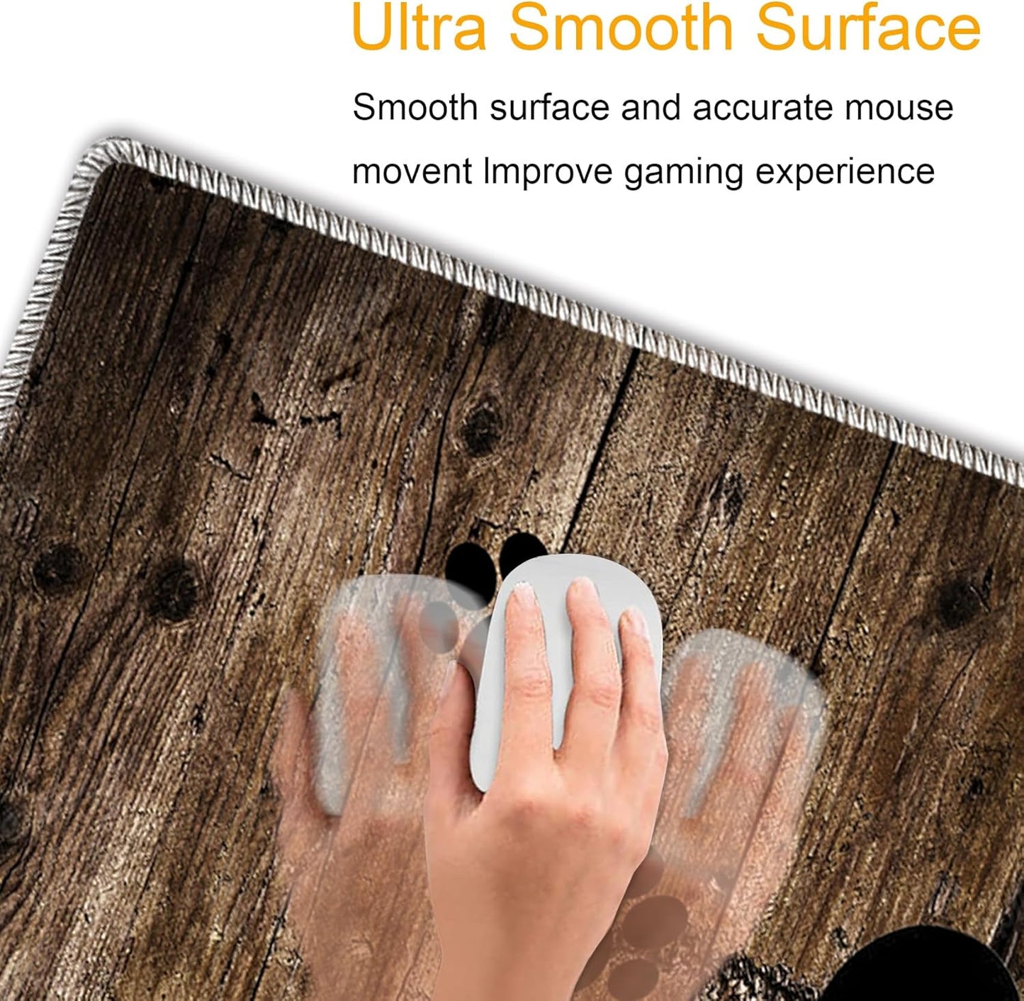 Mouse Wrist Rest and Keyboard Wrist Rest Pad Set, Non-Slip Rubber Base Smooth Surface Ergonomic Gaming Mouse Pad for Easy Typing and Pain Relief, Antique Blue Wood Grain Dog Paw + Coaster