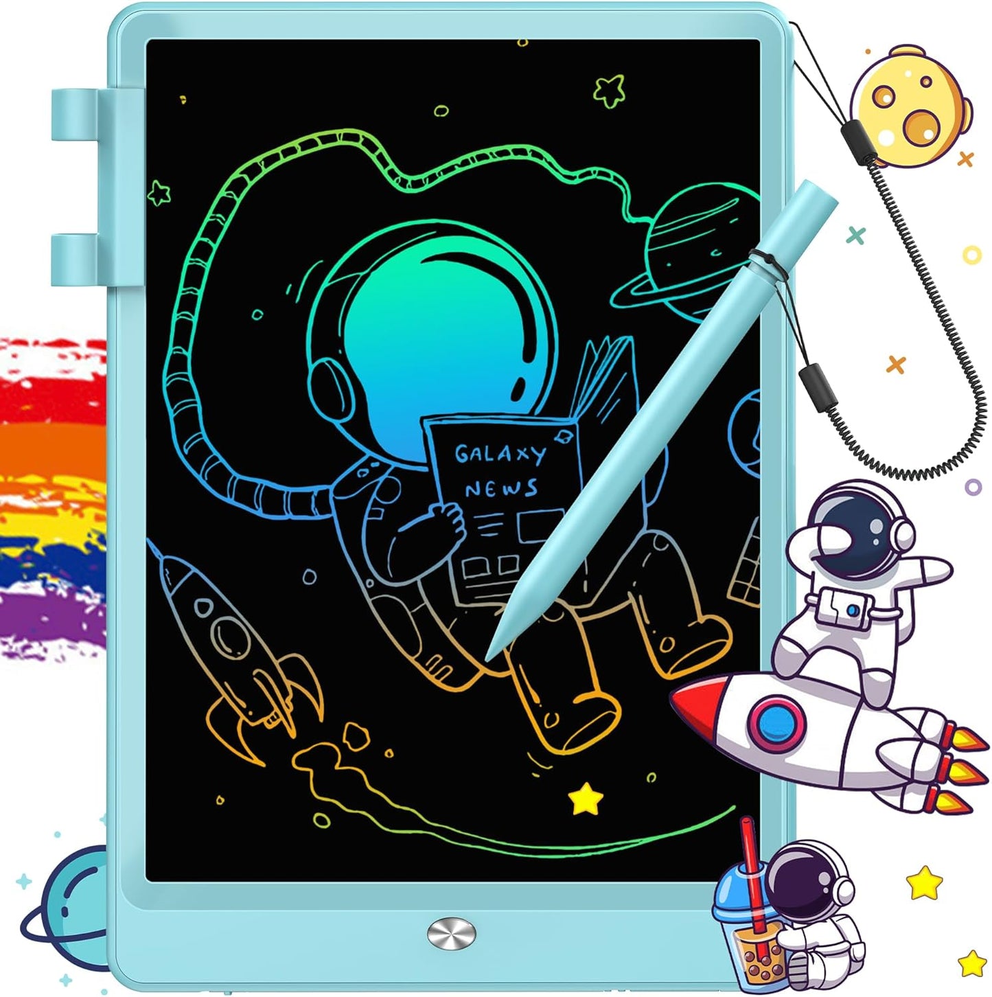 FLUESTON LCD Writing Tablet for Kids, 10 Inch Doodle Board, Colorful Drawing Pad for Toddler, Educational Travel Toy Gifts for 3-8 Year Old Girls Boys, Erase Lock Writing Board - Pink