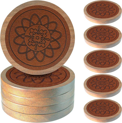 Wood Coasters for Drinks, Minacun Absorbent Coaster Sets of 5, Drinks Coasters for Coffee Tabletop Protection, Non-Slip, Non-Stick, Suitable for Kinds of Cups Wooden Table Drink, 4.3 Inches Black