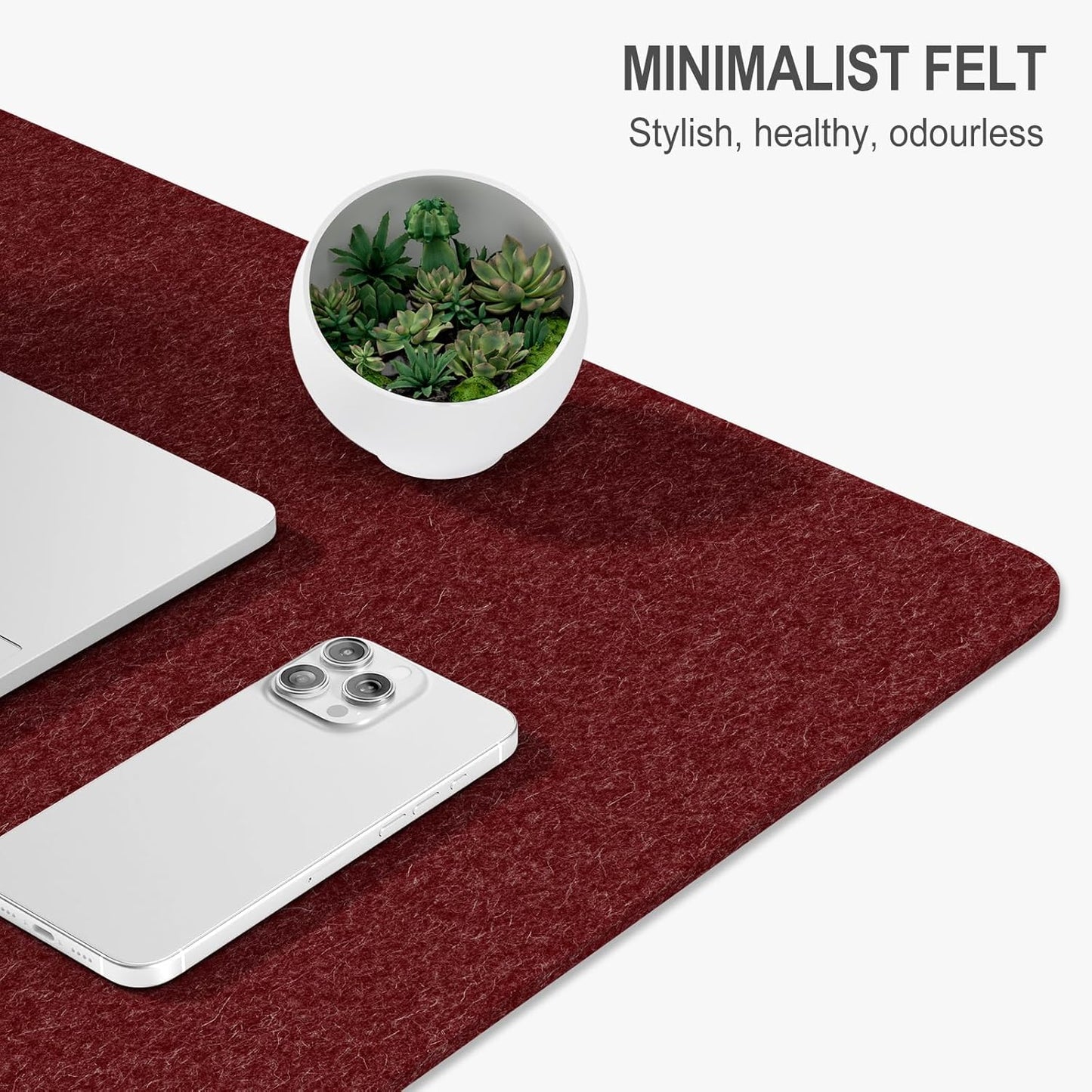 Auhoahsil Felt Desk Mat, Minimalist Large Mouse Pad XXL 35.5 x 15.7 in, Desk Matt for Desktop, Keyboard, Laptop, Computer, Office, Work from Home, Gaming, White