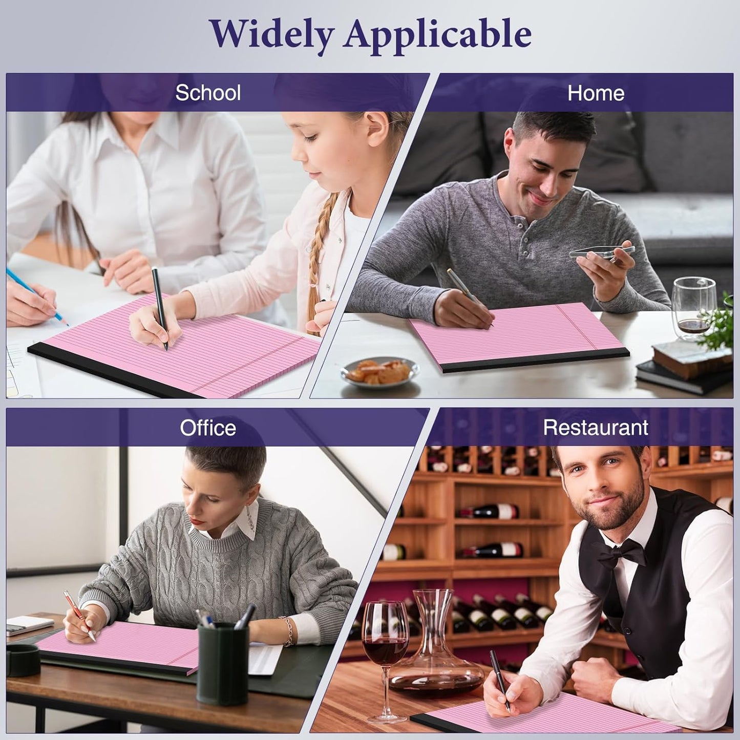 2 Pcs Note Pads 11" x 9.5" Legal Pads College Ruled Notepad Micro Perforated Writing Pads White Lined Paper 80GSM College Ruled Paper Pad of Paper 30 Sheets Notebook for School, To-Do Lists, Office